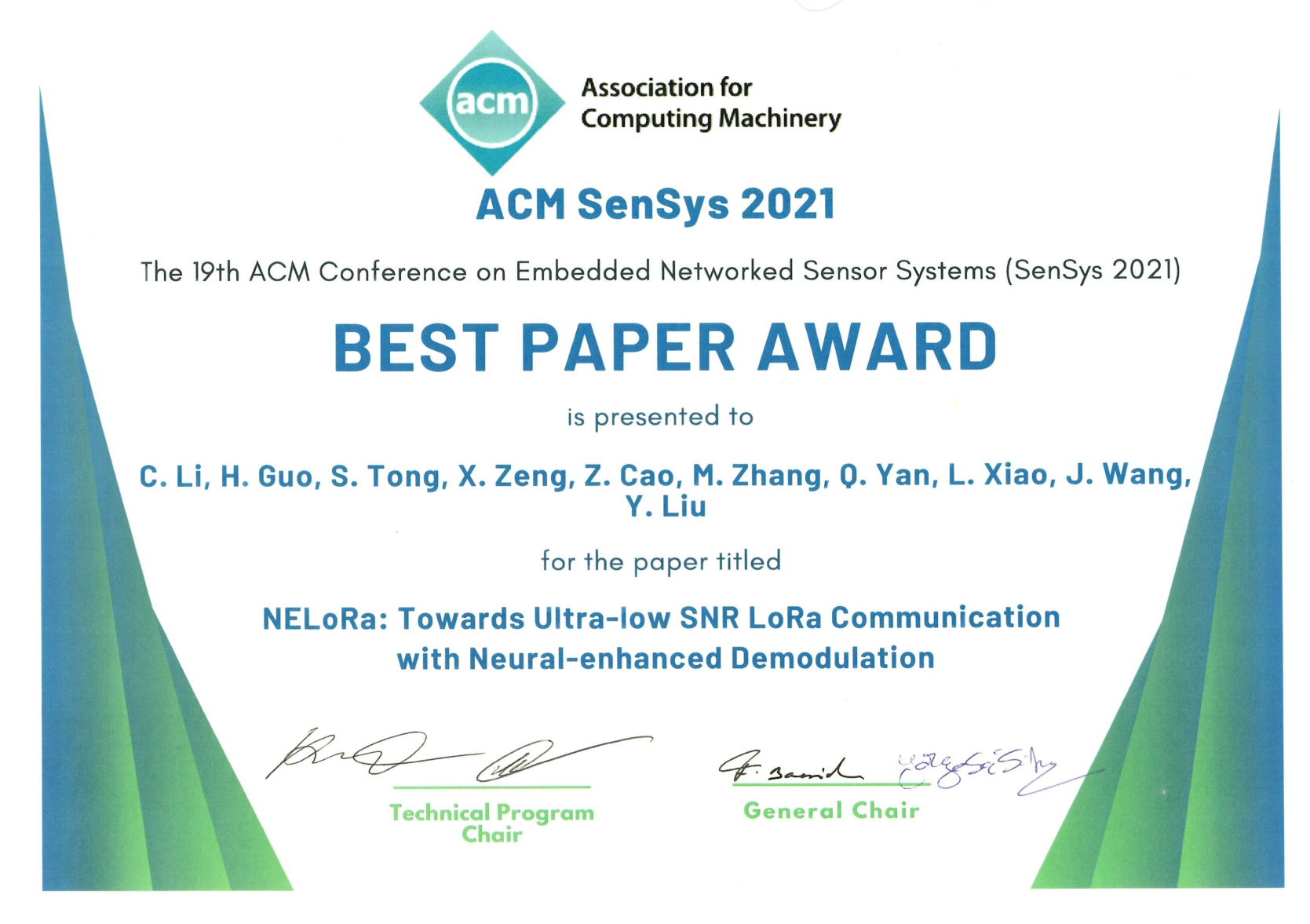 SenSys Award
